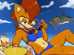  angry anthro aval0nx big_breasts bikini blue_eyes breasts chipmunk clothing cream_the_rabbit female green_eyes hair hedgehog lagomorph looking_at_viewer mammal navel pink_hair rabbit red_hair rodent sally_acorn seductive sega smile sonic_(series) swimsuit tight_clothing wet 