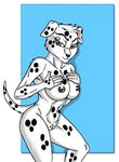  anthro big_breasts blue_eyes breasts canine clifftothemax dalmatian dog female mammal navel nipples nude pussy smile solo spots 