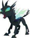  alpha_channel ambiguous_gender black_body blue_eyes changeling fangs feral friendship_is_magic horn my_little_pony open_mouth plain_background solo spotty-servine transparent_background wings 