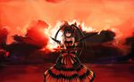  absurdres bare_shoulders black_hair breasts cleavage clock_eyes cloud date_a_live dress dual_wielding gun hairband heterochromia highres holding lolita_fashion lolita_hairband long_hair looking_at_viewer medium_breasts red_eyes ribbon rifle smile solo sunset symbol-shaped_pupils tokisaki_kurumi twintails weapon yellow_eyes zxhautumn 