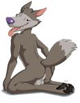  anthro anus balls butt canine chip_the_wolf claws cookie_crisp looking_at_viewer looking_back male mammal mascot naughty_face nude plain_background pose presenting presenting_hindquarters purple_nose solo tongue tongue_out truegrave9 white_background wolf 