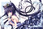  animal_ears back bad_id bad_pixiv_id bare_shoulders bird birdcage black_hair blue_eyes blush breasts bug butterfly cage cat_ears cat_tail dress gown hair_between_eyes hair_ornament insect key long_hair looking_at_viewer medium_breasts mikazuki_sara original smile solo tail tattoo wrist_cuffs 