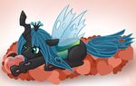  &lt;3 black_body blue_hair changeling female feral friendship_is_magic green_eyes hair horn my_little_pony plain_background queen_chrysalis_(mlp) solo vavacung wings 