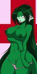  big_breasts black_nose blue_eyes blush breasts cat ear_tuft feline female fur green_hair green_nipples hair hawke long_hair looking_at_viewer mammal mastergodai navel nipples nude open_mouth solo thick_thighs thighs tuft undressing unknown_species white_fur 