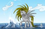  blonde_hair boat cloud clouds crossover cthulhu cthulhu_mythos derpy_hooves_(mlp) equine eyes_closed female feral friendship_is_magic fur giantmosquito grey_feathers grey_fur h.p._lovecraft hair horse mammal my_little_pony pegasus pony sky solo water wings 