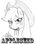  absurd_res apple applejack_(mlp) black_and_white comic cowboy_hat dj-black-n-white drooling english_text equine eyes female feral freckles friendship_is_magic fruit hair hat hi_res horse human mammal monochrome my_little_pony pony saliva sketch solo text 