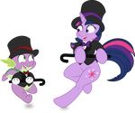  absurd_res alpha_channel bow_tie cane cat_eyes cutie_mark dancing dragon duo equine female friendship_is_magic gloves green_eyes hair hat hi_res horn horse joey-darkmeat male mammal multi-colored_hair my_little_pony plain_background pony purple_eyes purple_hair scalie slit_pupils spike_(mlp) tim015 top_hat transparent_background tuxedo twilight_sparkle_(mlp) unicorn 