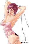  armpits ass banned_artist breasts cleavage fugi_jis ghost_in_the_shell ghost_in_the_shell_stand_alone_complex kusanagi_motoko medium_breasts purple_hair short_hair solo thighhighs 