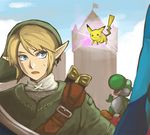  artist_request blonde_hair blue_eyes gen_1_pokemon link lowres mario_(series) metroid pikachu pointy_ears pokemon pokemon_(creature) samus_aran super_mario_bros. super_smash_bros. tail the_legend_of_zelda yoshi zero_suit 