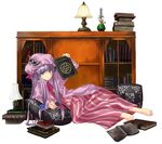  barefoot book feet hat nabeshima_tetsuhiro necronomicon patchouli_knowledge pillow purple_hair solo touhou 