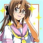  glasses hayate_no_gotoku! maria_(hayate_no_gotoku!) ponytail school_uniform segawa_haruna solo sparkle 