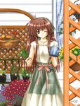  apron copyright_request dated flower jewelry necklace one_eye_closed solo suruga_kasune watering_can 