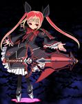  bad_id bad_pixiv_id blazblue blonde_hair bow gothic_lolita heel-less_platform_footwear highres kabe_(ryuryuta) lolita_fashion long_hair platform_footwear rachel_alucard red_bow shoes solo twintails 