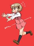  artist_request brown_hair hair_ornament hidamari_sketch running school_uniform solo x_hair_ornament yuno 