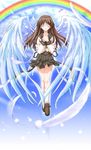  angel_wings artist_request brown_hair closed_eyes feathers hizuki_ayaka memories_off rainbow school_uniform serafuku wings 