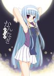  armpits bangs blue_hair blunt_bangs hair_tubes hairband kannagi long_hair nagi pleated_skirt skirt solo tomosuke white_skirt 