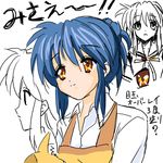  apron blue_hair brown_eyes cat clannad kusaki_ichiyama sagara_misae 