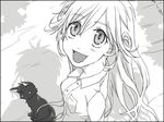  :d cleo_everlastin greyscale kittaka_kaname leki long_hair lowres majutsushi_orphen monochrome open_mouth smile 