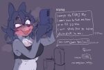 2024 anthro aroused black_clothing black_topwear blue_ears blue_eyebrows blue_hair blush blushing_profusely bodily_fluids breath canid canine canis cellphone clothed clothed_anthro clothed_female clothing countershade_fur countershading digital_drawing_(artwork) digital_media_(artwork) domestic_dog drunk electronics eyebrow_through_hair eyebrows female female_anthro fingers front_view fur gloves_(marking) goon_(goonie_san) hair holding_cellphone holding_object holding_phone holding_smartphone mammal markings mini_(puppy_in_space) open_mouth open_smile phone puppy_in_space sexting sleeveless_clothing smartphone smile substance_intoxication sweat sweaty_body texting topwear translucent translucent_hair white_sclera