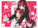  brother_and_sister free! long_hair matsuoka_gou matsuoka_rin mr0dr1 ponytail red_eyes red_hair school_uniform siblings skirt 