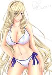  bikini blonde_hair blue_eyes celia_kumani_entory drill_hair duhong hairband long_hair solo swimsuit very_long_hair walkure_romanze 