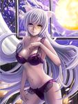  animal_ears bad_id bad_pixiv_id banned_artist black_hanekawa bra cat_ears hanekawa_tsubasa heterochromia long_hair monogatari_(series) moon nekomonogatari panties underwear underwear_only white_hair yazuwo 