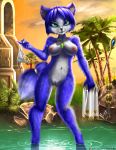  2019 absurd_res anthro areola big_breasts big_butt black_nose blue_fur blue_hair breasts butt canid canine clothing digital_media_(artwork) female fox fur green_eyes hair hi_res huge_breasts huge_butt krystal looking_at_viewer mammal multicolored_tail nintendo nipples nude panties pussy short_hair smile solo star_fox thick_thighs thong underwear v-tal video_games voluptuous white_fur wide_hips 