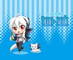  caffein cat chibi long_hair midriff necktie red_eyes silver_hair solo vocaloid voyakiloid yowane_haku yowaneko 