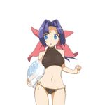  :o ball bare_shoulders beachball bikini blue_eyes blue_hair bow contrapposto hair_bow hair_intakes halter_top halterneck holding holding_ball kuragano looking_at_viewer mori_ranmaru_(sengoku_collection) navel ribbon sengoku_collection short_hair side-tie_bikini solo standing swimsuit transparent_background 