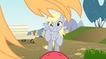  bench big_macintosh_(mlp) blonde_hair derpy_hooves_(mlp) dragonmorpheus duo equine female feral first_person_view friendship_is_magic fur gray_body grey_body grey_fur hair horse mammal my_little_pony outside pegasus pony red_body smile tree wings yellow_eyes 