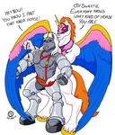  abs armor beachfox biceps big_muscles bravestarr bulge dialog equine fondling gay grope horn horse male mammal mask masters_of_the_universe muscles pecs suspenders swift_wind text thirty_thirty unicorn 