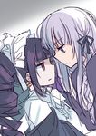  bad_id bad_pixiv_id braid celestia_ludenberck danganronpa danganronpa_1 drill_hair gloves hairband kirigiri_kyouko lolita_hairband long_hair mizuki_(koko_lost) multiple_girls off_shoulder purple_eyes red_eyes side_braid silver_hair single_braid yuri 