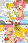  anthro breasts canine dialog duo female fox hedgehog kissing licking mammal miles_prower nipples nude on_top pussy rodent sega sonic_(series) text tongue 