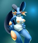  breasts chubby elpatrixf female hi_res looking_at_viewer nintendo nipples orange_nipples pok&#233;mon pok&#233;morph pok&eacute;mon pussy solo swampert video_games 