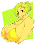  amad_no_moto big_breasts bikini_top blush breasts canine chest cleavage clothed clothing dog female fur huge_breasts hyper looking_at_viewer mammal skimpy tuft 