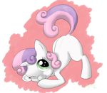  bent_over cub equine female feral friendship_is_magic fur green_eyes hair horn horse mammal my_little_pony one_eye_closed pony shoroch solo sweetie_belle_(mlp) two_tone_hair unicorn white_fur wink young 