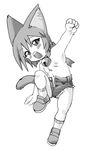  bell black_and_white blush cat_ears catgirl collar cub female fist flat_chested greyscale monochrome ribbons solo toyjo young 