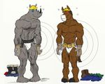  anthro belt biceps boots clothing cody_frost codyvfrost construction_worker donkey duo equine fur gloves grin hair helmet hypnosis jockstrap male mammal mind_control muscles pecs pose rhinoceros smile standing toolbelt topless underwear 