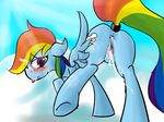  after_sex anus blue_fur blush butt cum cum_in_mouth cum_in_pussy cum_inside equine female feral friendship_is_magic fur hair horse mammal multi-colored_hair my_little_pony pegasus pony purple_eyes pussy rainbow_dash_(mlp) rainbow_hair solo sweat tail_wrap tinytrain tongue tongue_out wings 