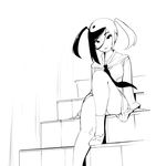  asymmetrical_hair bare_legs chinese_clothes greyscale kichijoji_hanako kung_fu_love lineart monochrome multicolored_hair sho-n-d sitting sitting_on_stairs socks solo stairs twintails two-tone_hair yin_yang 