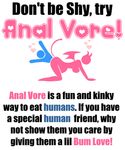  all_fours ambiguous_gender anal anal_insertion anal_penetration anal_vore demon english_text female human insertion mammal penetration plain_background slushy text vore white_background 