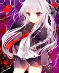  bad_id bad_pixiv_id braid danganronpa danganronpa_1 expressionless flower gloves hair_ribbon kirigiri_kyouko kozue1120 long_hair necktie purple_eyes purple_hair ribbon rose school_uniform single_braid skirt solo 