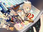  blonde_hair guitar hair_ornament hair_ribbon hairclip instrument kagamine_len kagamine_rin keyboard_(instrument) ribbon short_hair soriku violin vocaloid 