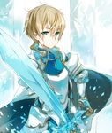  armor blonde_hair blood bloody_tears eugeo green_eyes jianmo_sl male_focus official_style sword sword_art_online weapon 