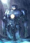  glowing highres maniacpaint mecha no_humans ocean pacific_rim rain science_fiction solo super_robot 