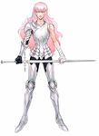  androgynous armor bad_id bad_pixiv_id blue_eyes long_hair pink_hair shoujo_kakumei_utena solo sword tenjou_utena weapon ytsuken 