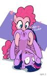  &lt;3 anal anus blue_eyes duo english_text equine female feral friendship_is_magic fur hair horn horse lesbian licking mammal my_little_pony oral pink_fur pink_hair pinkie_pie_(mlp) pony purple_fur purple_hair pussy rimming saliva simple_background syoee_b text tongue twilight_sparkle_(mlp) upside_down winged_unicorn wings 