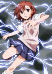  brown_eyes brown_hair electricity misaka_mikoto saion school_uniform short_hair to_aru_kagaku_no_railgun to_aru_majutsu_no_index 