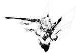  absurdres braid breasts cleavage fi-san greyscale highres large_breasts monochrome neptune_(series) solo v weapon wings 