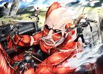  armin_arlert colossal_titan eren_jaeger mikasa_ackerman shingeki_no_kyojin weapon 